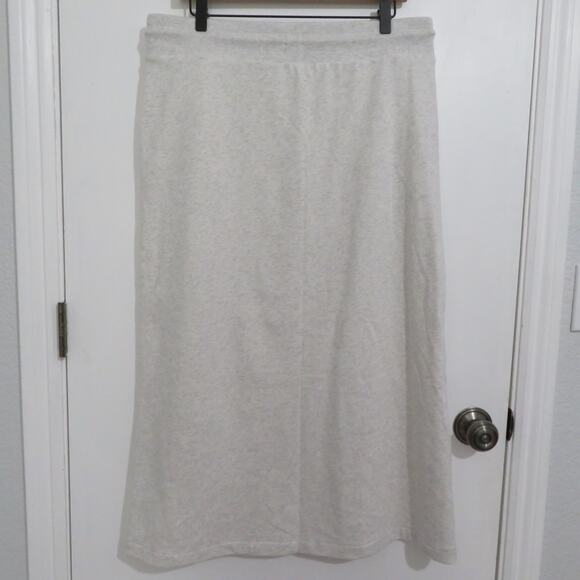GAP Womens Sz L Light Heather Gray Knit Drawstring Midi Skirt Lounge Skirt - Picture 2 of 5